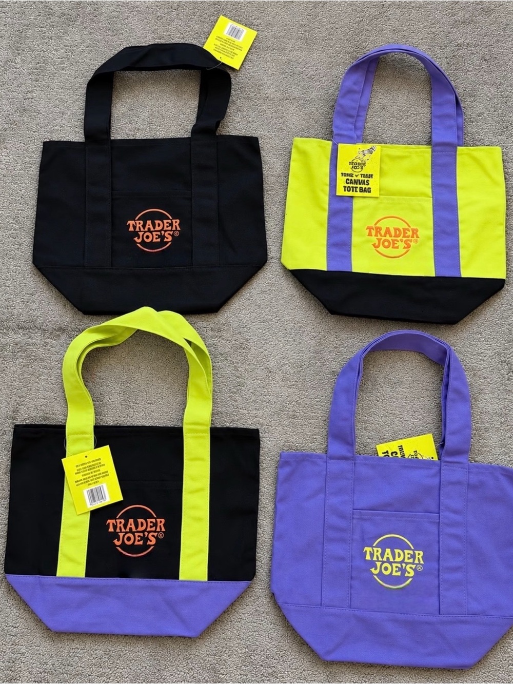 Trader Joe’s Mini Canvas Tote Bags Set of 4 Halloween 2026 Limited Edition NWT